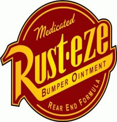 Rust- Eze Car Bumper Sticker 5" x 5"